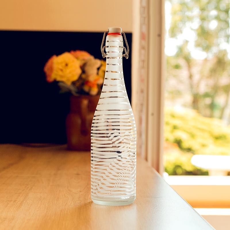 Décoration bouteille verre par sablage Style Pop Art